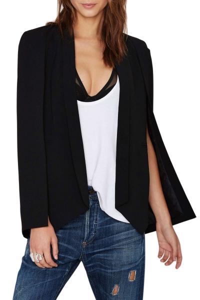 Oasap Women's Fashion Solid Shawl Collar Open Front Cape Blazer