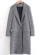 Oasap Fashion Long Sleeve Single Button Plaid Coat Tweed Coat