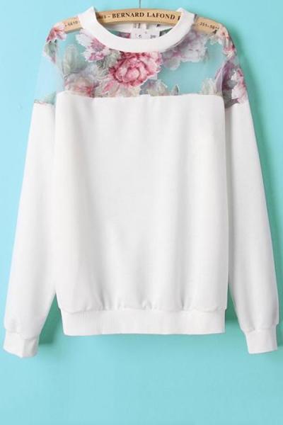 Oasap Innovative Organza Paneled Sweatshirts