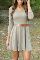 Oasap Chic Solid Color Knit Pullover A-line Dress