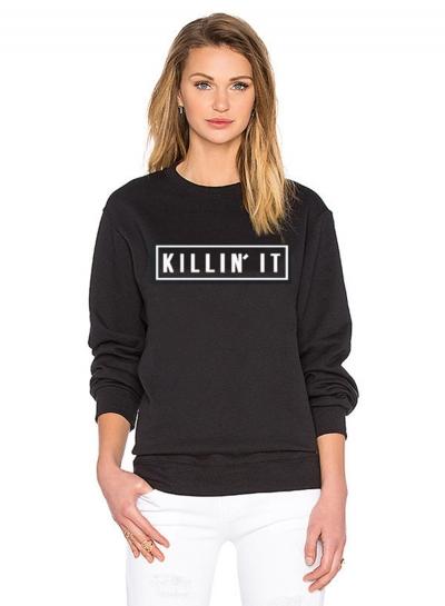 Oasap Casual Letter Printed Long Sleeve Pullover Tee