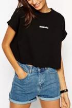 Oasap Simple Unavailable Graphic Loose Fit Knit Tee