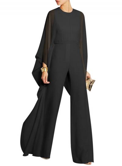 Oasap Fashion Chiffon Wide Leg Cloak Jumpsuit