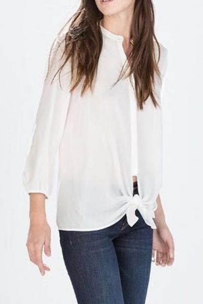 Oasap Demure Solid Chiffon Blouse