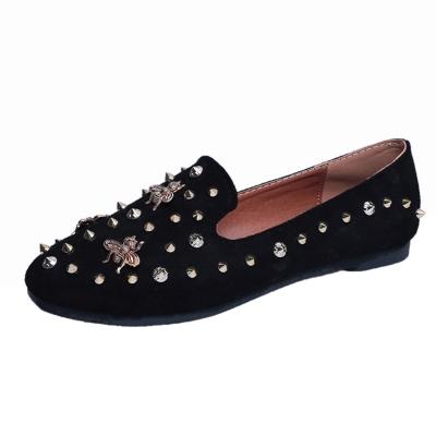 Oasap Round Toe Slip-on Rivet Flat Shoes