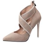 Oasap Pointed Toe Ankle Strap Stiletto Gladiator Pumps