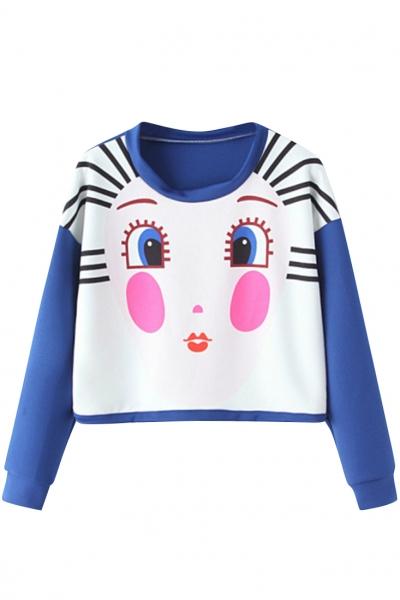 Oasap Cute Character Printed Pullover Sweatshirt