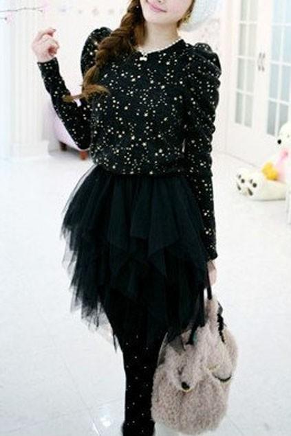 Oasap Anomalous Hem Multi Layer Mesh Skirt