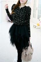 Oasap Anomalous Hem Multi Layer Mesh Skirt