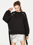 Oasap Casual Lace-up Loose Pullover Sweatshirt