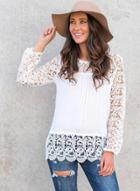 Oasap Casual Long Sleeve Lace Blouse