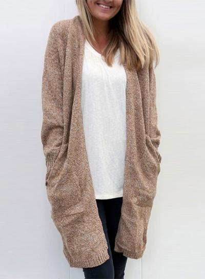 Oasap Fashion Long Sleeve Knit Cardigan With Pocket