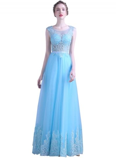 Oasap Women's Fancy Floral Lace Paneled Prom Party Dress
