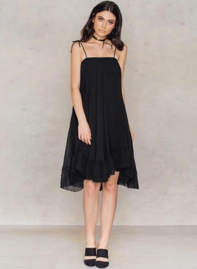 Oasap Spaghetti Strap Sleeveless Ruffled Dress