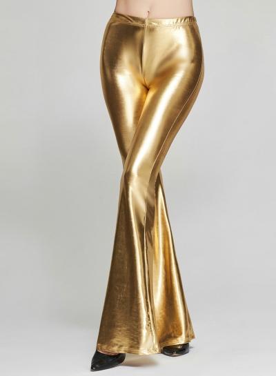 Oasap High Waist Metallic Color Boot Cut Pants