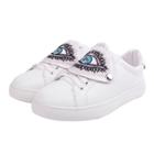 Oasap Eye Embroidery Round Toe Lace Up Flat Shoes