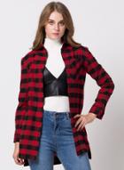 Oasap Plaid High Low Design Side Slit Shirt