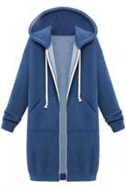 Oasap Classic Slant Pocket Drawstring Hooded Long Sweatshirt