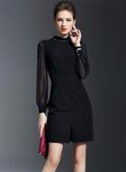 Oasap Chiffon Sleeve Little Black Bodycon Dress