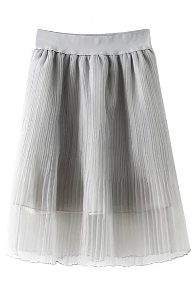 Oasap Pleated Swing Tulle Skirt