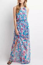 Oasap Vintage Floral Print Semi-sheer Slip Dress