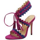 Oasap Peep Toe Hollow Out High Heels Gladiator Suede Sandals