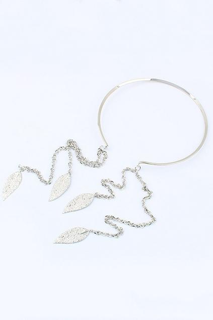 Oasap Leaf Pendant Chain Tassel Detail Necklace