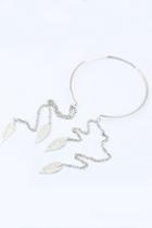 Oasap Leaf Pendant Chain Tassel Detail Necklace