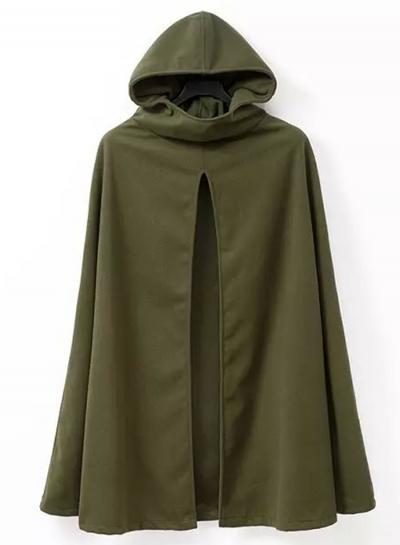 Oasap Fashion Slit Hooded Cape Coat