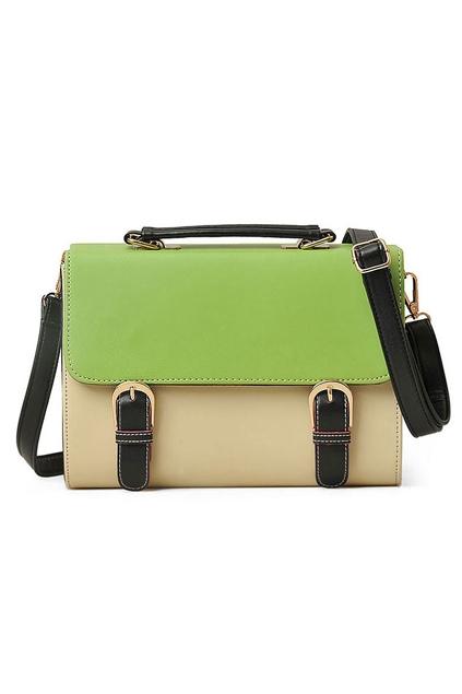 Oasap Pin Buckle Embellished Contrast Color Shoulder Bag