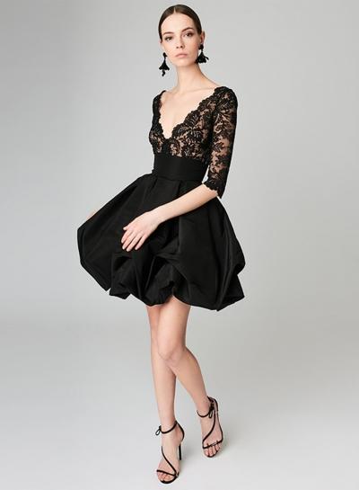Oasap Half Sleeve Lace Splicing Dress