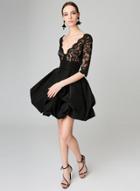 Oasap Half Sleeve Lace Splicing Dress
