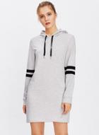Oasap Casual Stripe Long Sleeve Mini Hoodie Dress