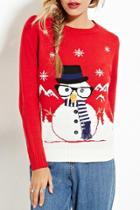 Oasap Christmas Snowman Pattern Decor Round Neck Knit Sweater