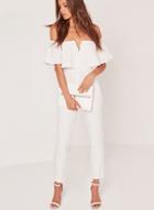 Oasap Off Shoulder Short Sleeve Ruffle Jumpsuit