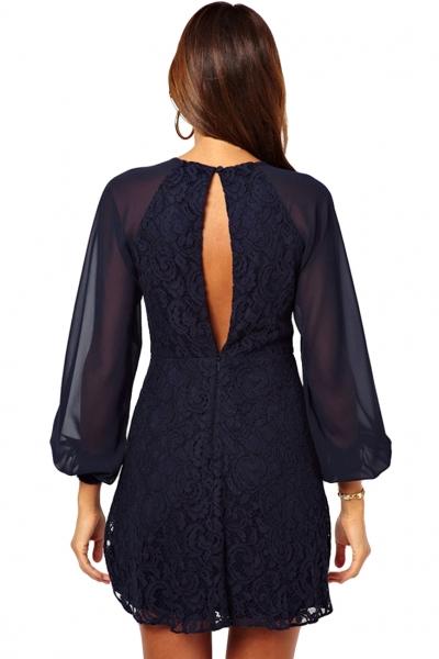 Oasap Lace Vintage Dress With Blouson Sleeves