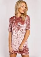 Oasap Vintage Short Sleeve Casual Mini Velvet Dresses