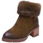Oasap Comfortable Blocked Heel Round Toe Plush Boot