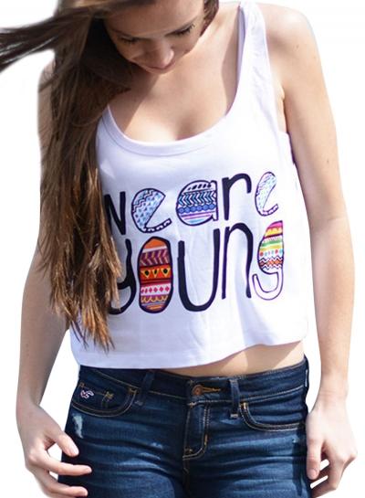 Oasap Women's Casual Sleeveless Letter Graphic Crop Top Tank