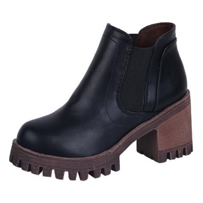 Oasap Vintage Platform Block Heels Elastic Band Boots
