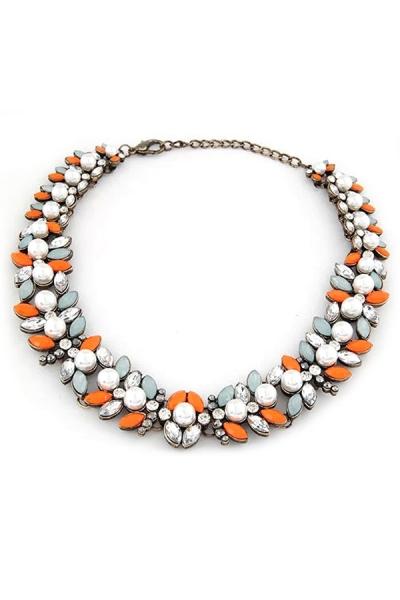 Oasap Titzy Faux Stone Oxidized Choker