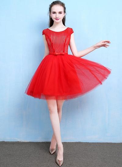 Oasap Elegant Cap Sleeve A-line Bridesmaid Cocktail Dress