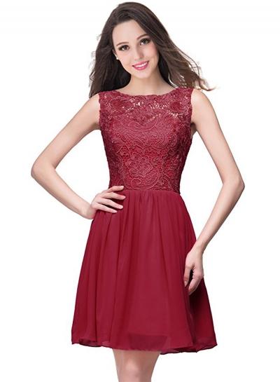 Oasap Short Cocktail Lace Panel Chiffon Dress
