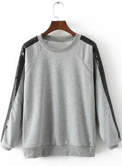 Oasap Long Sleeve Sequins Loose Fit Sweatshirt