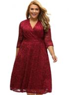 Oasap Plus Size Surplice Lace Formal Skater Dress