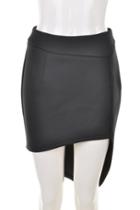 Oasap Wholecolored Zipped Irregular Hemline Skirt
