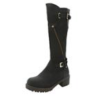Oasap Round Toe Buckle Strap Mid-calf Boots