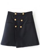 Oasap Fashion Double Breasted Wrap Skirt