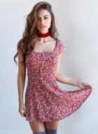 Oasap Fashion Backless Floral Printed Mini Dress