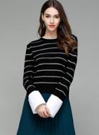Oasap Fashion Striped Pullover Loose Sweater